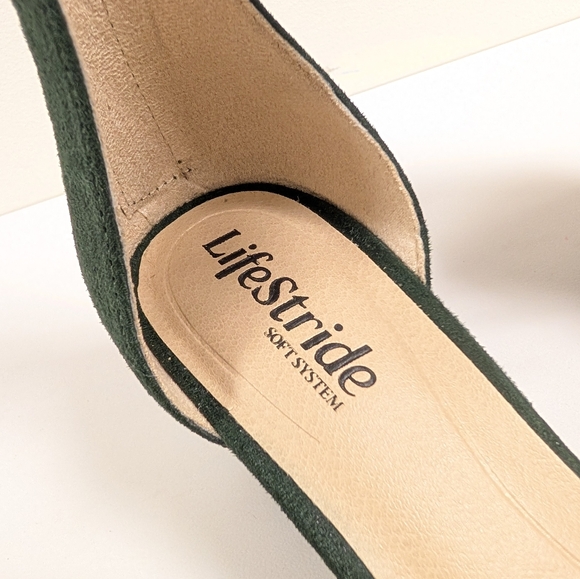 Life Stride Admire Forest Green Suede Ankle Strap Block Heel Pumps - Picture 11 of 16